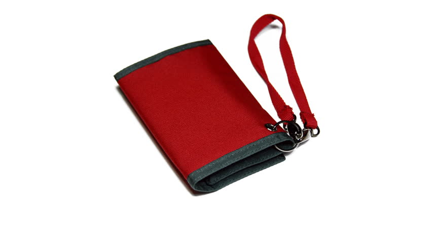 real 3D rotating red purse isolated on white