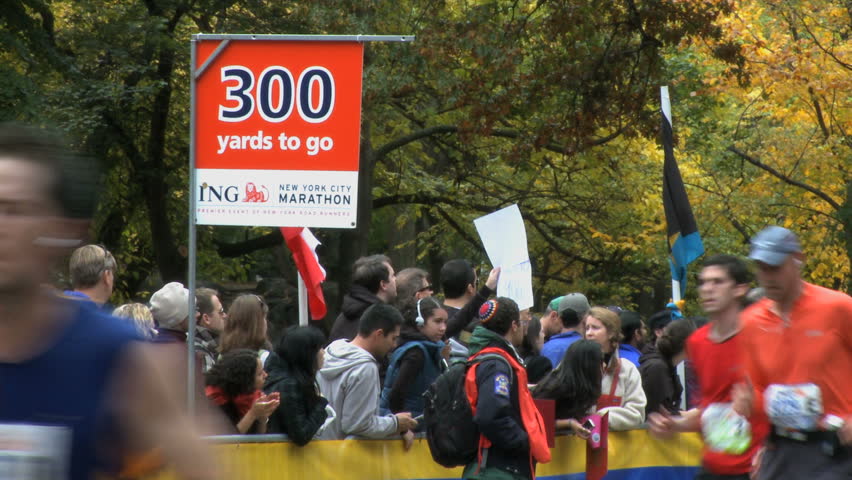 NEW YORK CITY - NOVEMBER 1: After running over 26 miles, weary runners near the end of their journey during the 2009 New York marathon.
