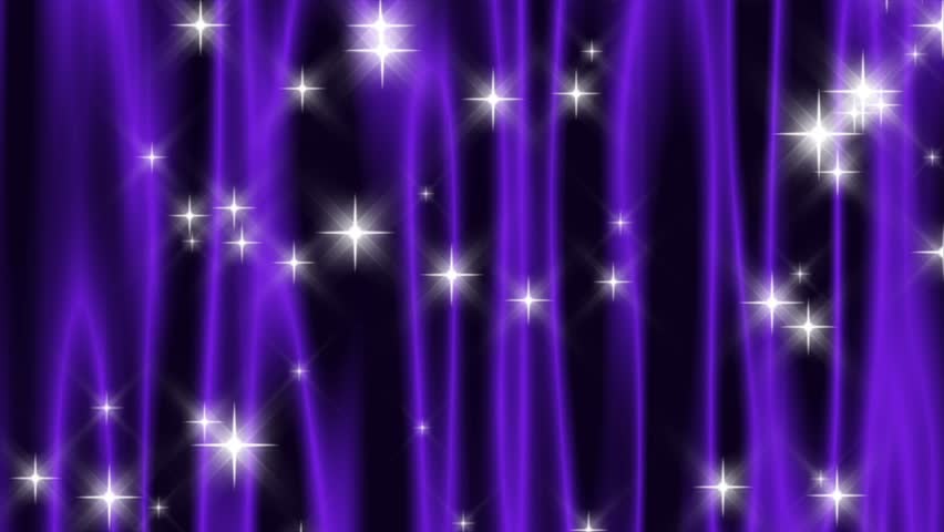 HD 720p wide screen loop of abstract deep purple curtain with falling and shooting stars.
