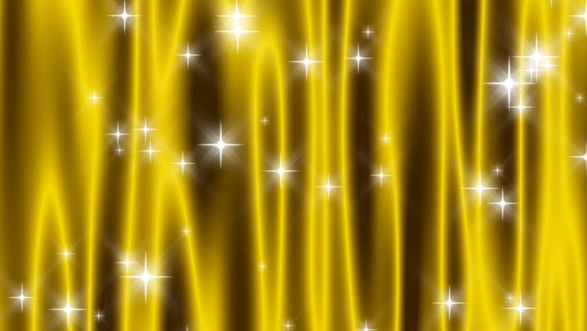 HD 720p wide screen loop of abstract vivid yellow curtain with falling and shooting stars.