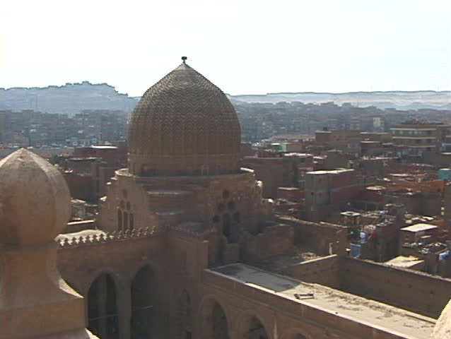 Pan of downtown Cairo.