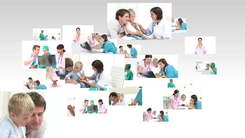 Scene showing many doctors at work in full HD1080  