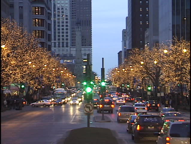 Chicago Michigan Avenue at Christmas - clip 1 of 2