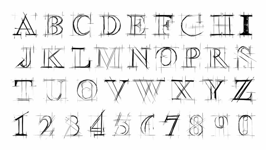 time lapse hand draw grunge alphabet 