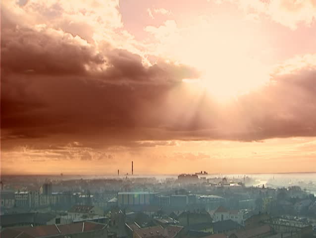 Orange sky and Clouds in one video clip Time lapse