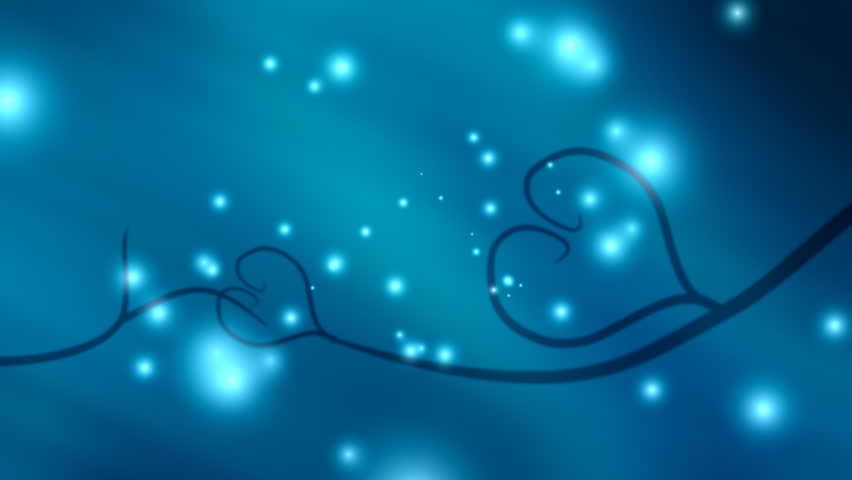 Soft Blue Growing Heart Vines With Flares Looping Animated Background 