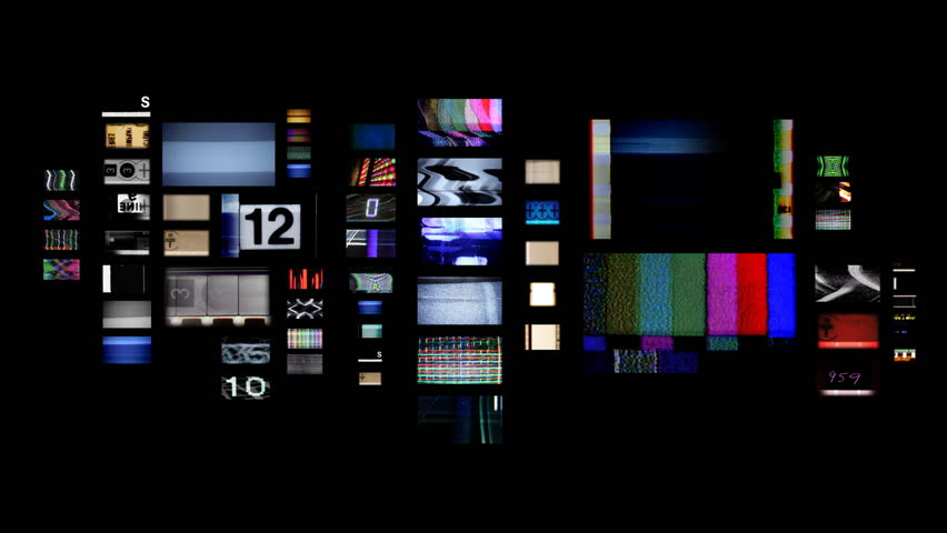 digital animation of hd screens showing static distortion and countdowns, all content self created