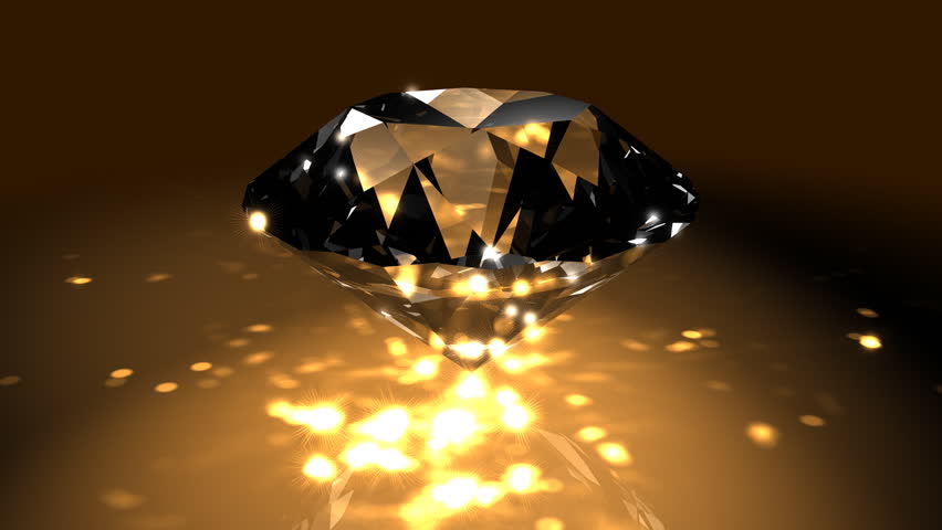 Gold Spinning Shiny Diamond - Diamond 04 (HD) - Motion background in gold with spinning shining diamond. Nice reflections and highlights. Seamless loop.