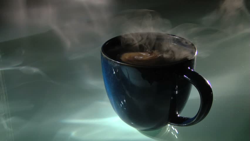 Steaming cup of coffee