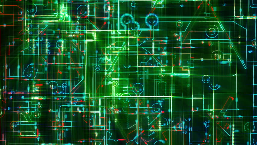 Abstract Electronic Circuits Loop. Technology Background Animation