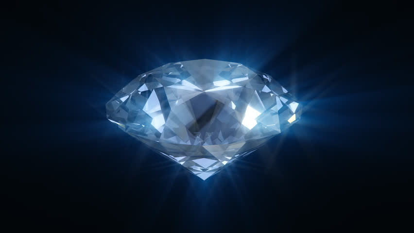  	Spinning blue shining diamond - looped 3d animation