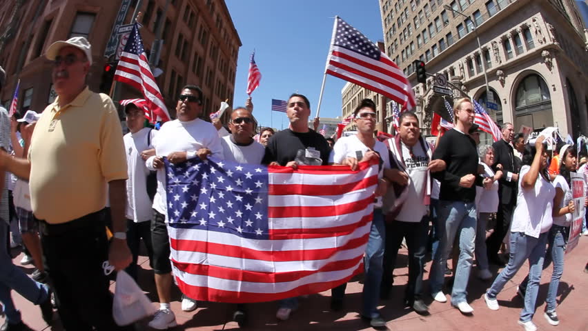 LOS ANGELES - MAY 1: May Day Immigration Protest Rally Against Arizona's New Law on May 1, 2010 in Los Angeles, California