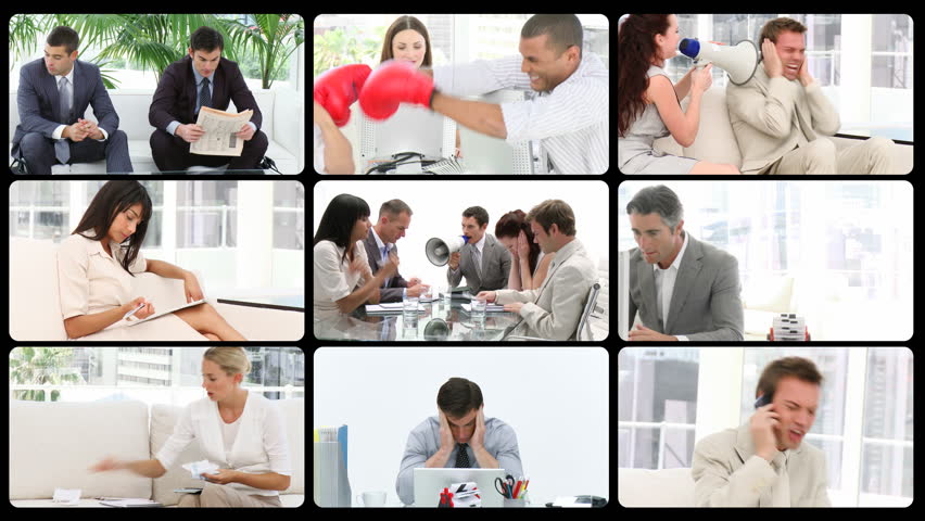 Footage montage of Stress in the work place in HD 