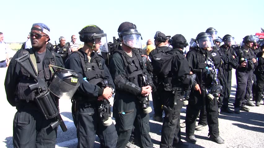 MOUNT CARMEL, ISRAEL - MAY 04: Druze clash with police in protest against laying of natural gas pipeline on disputed land, Israel, Carmel, May 04, 2010