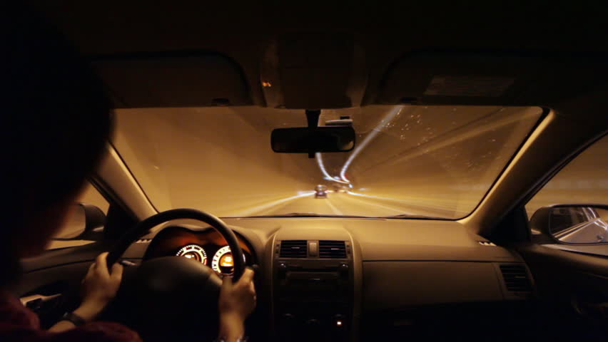 Timelapse of driving through tunnel. Shot from vehicle interior (POV). 