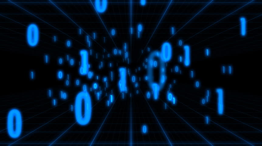 Flying through blue digital binary. Loopable. NTSC 