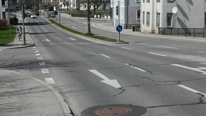 Midday traffic in small city of Villingen-Schwenningen. Germany, Europe. 10x Speedup