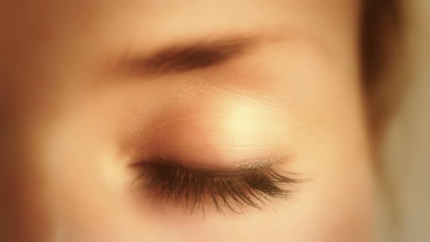Closed eye slowly open up