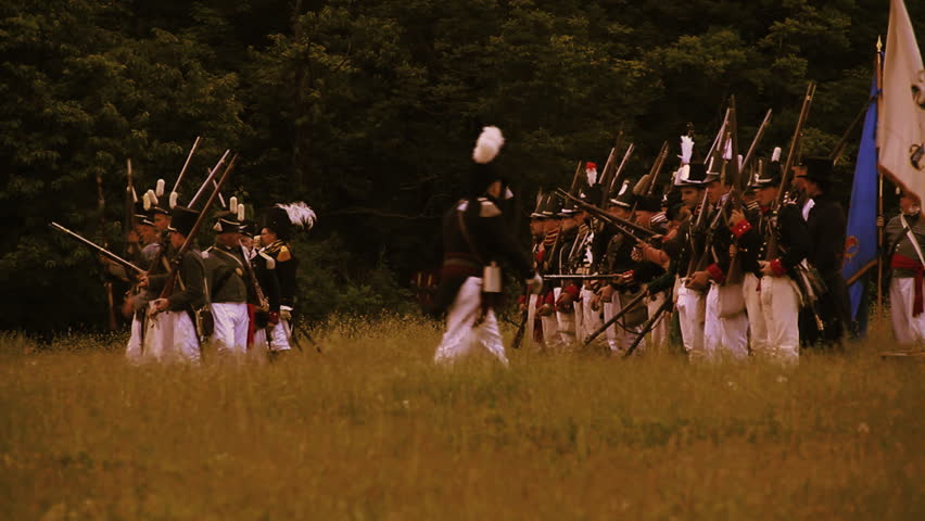 STONEY CREEK, ON-JUNE 4: American soldiers (yankees) fire muskets during reenactment of the war of 1812 Battle of Stoney Creek, June 4, 2010 in Stoney Creek, ON, Canada