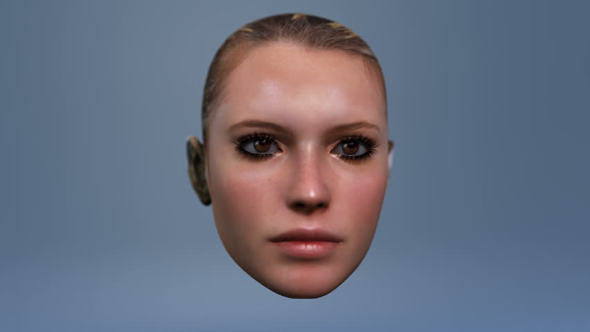 woman's head talking advanced CGI with matte for easy compositing into your own scenes  great for avatars