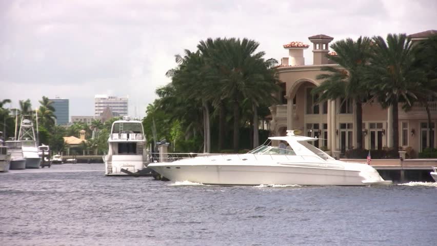 Luxury boat on a Florida waterway