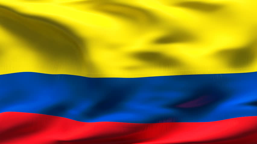 Textured COLOMBIA satin cotton flag with wrinkles and seams