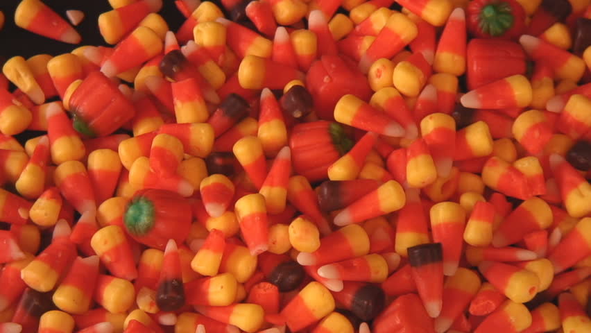 Traditional Halloween candy corn-closeup, slow pan-HD