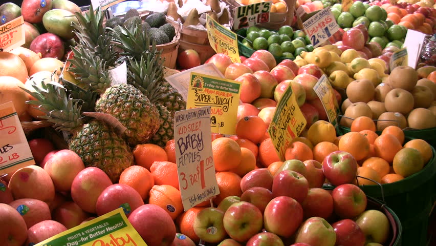 Fruit in bins at Market.