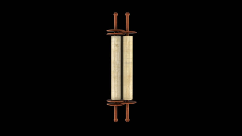 1080 HD video of vintage scrolls unrolling and then rolling back up on a black backdrop. 