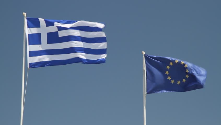 EU and Greek flags