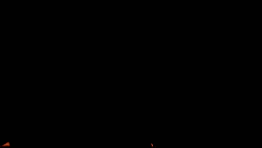 Fire flame isolated on black background. slow motion