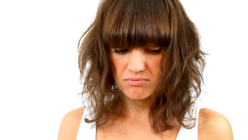 Sad young woman having a bad hair day 