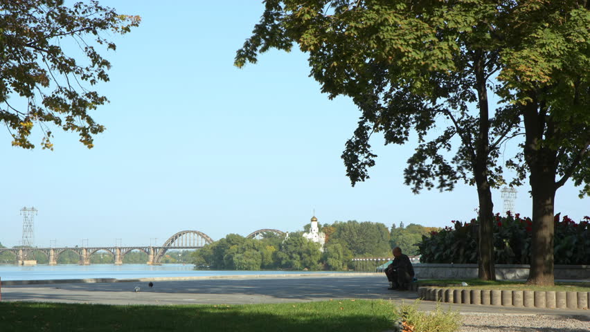 time lapse. Quay of Dnepropetrovsk. 
