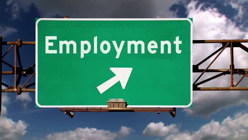 Time lapse Employment road sign.