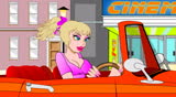 Sexy Girl in a Convertible Car.