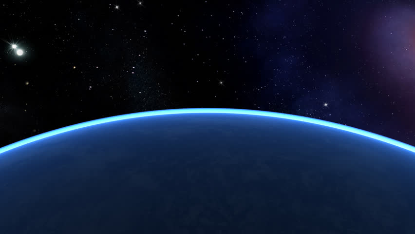 3d Earth Animation 21. Sunrise with shiny lighting effects, stars, clouds and atmosphere. High quality textures