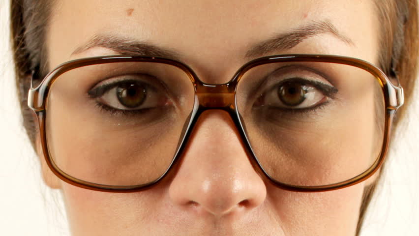 Stop-motion of a beautiful stylish woman, wearing different glasses