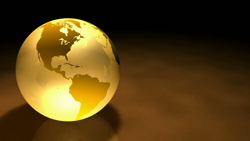 Glassy Gold colored Earth Animation.  Alpha Matte make it ready to be used on another background or Footage. Seamless Loop
