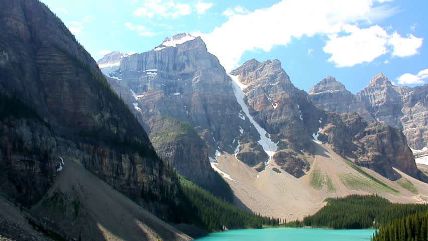 Pan of Moraine Lake, Banff National Park, Canada 