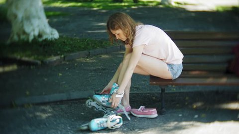 Little Girl Playing With Colored Stock Footage Video 100