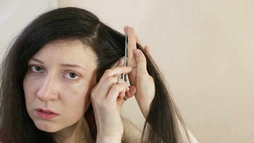 The Woman Cut Her Hair Stock Footage Video 100 Royalty Free 1013687510 Shutterstock