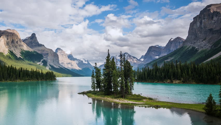 Scenic landscape reflections in Jasper National Park, Alberta, Canada ...