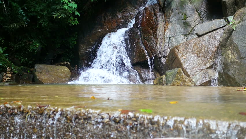 Clear Cold Waterfall Flow Into Stock Footage Video 100 Royalty