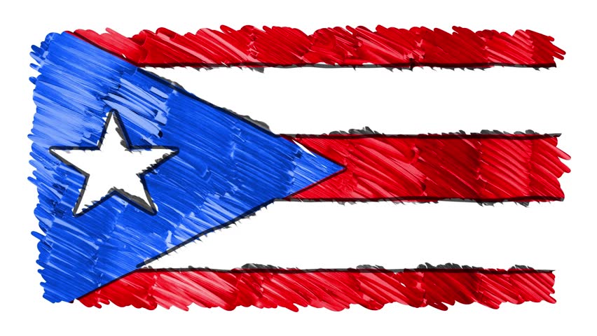 Stop Motion Marker Drawn Puerto Rico Flag Cartoon Animation