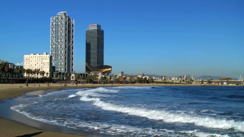 Barcelonaspain 10102018tilt Beach Near Arts Torre Stock Footage Video 100 Royalty Free 1019979100 Shutterstock