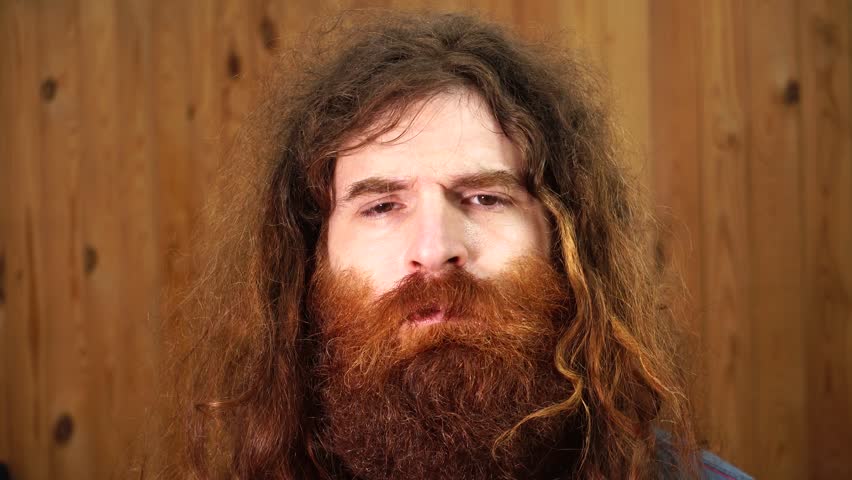 Long Haired Bearded Man Disappointed Stock Footage Video 100