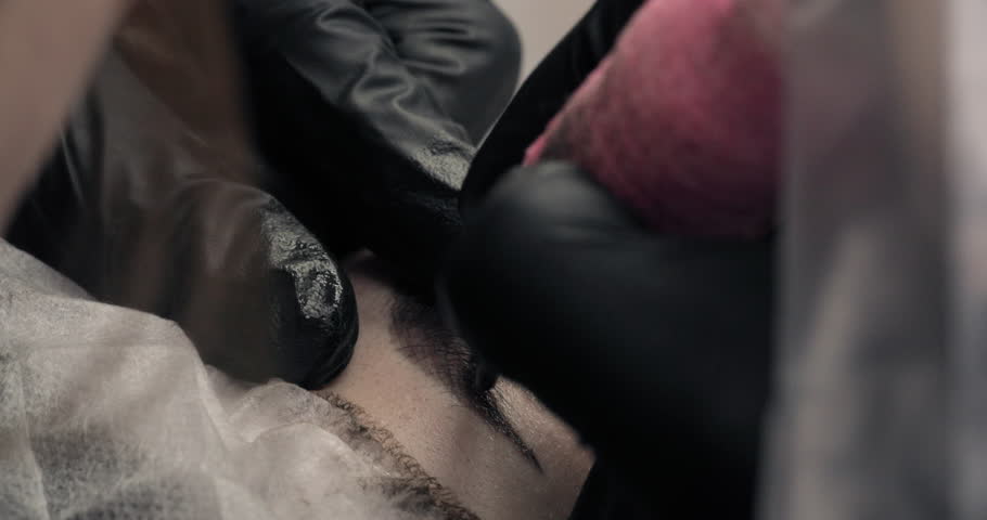 Microblading Procedure Permanent Makeup Cosmetologist Stock