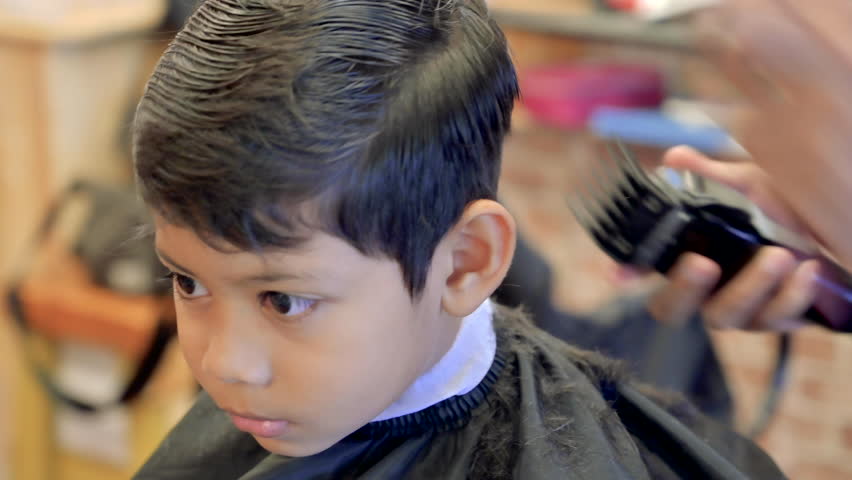 Kid Haircut With Electric Razor Close Up Of Hair Trimmer Hairstyle By