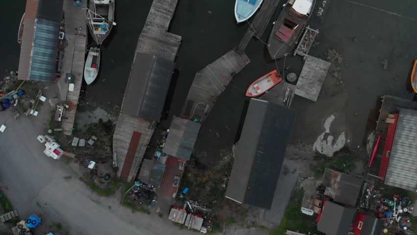 Red Fishing Cabins Small Boat Stock Footage Video 100 Royalty