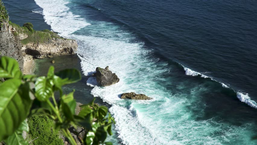 Waves on the ocean crashing on shore in Indonesia image - Free stock ...